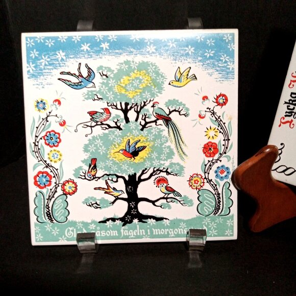 Swedish Folk Art Ceramic Tiles Berggren Trayner  Handcrafted Decorative Art - Picture 2 of 16